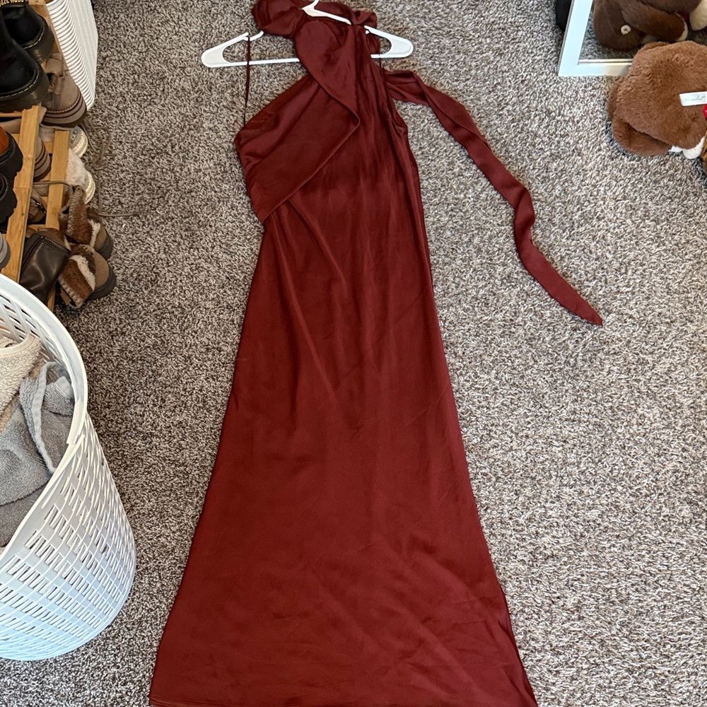 Zara One Shoulder Burgundy Dress XS